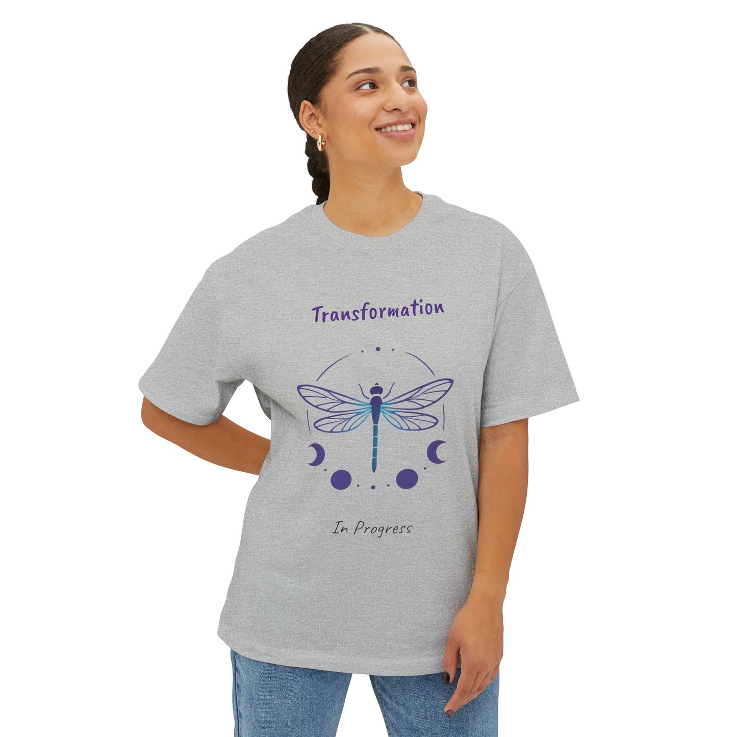 Dragonfly Transformation Tee, Unisex Boxy T-Shirt, Boho Gift, Spiritual Apparel, Summer Style, Vision Board