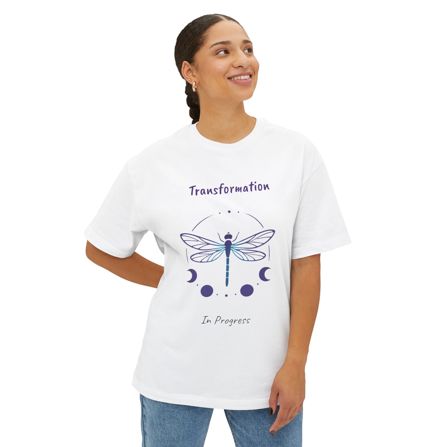 Dragonfly Transformation Tee, Unisex Boxy T-Shirt, Boho Gift, Spiritual Apparel, Summer Style, Vision Board