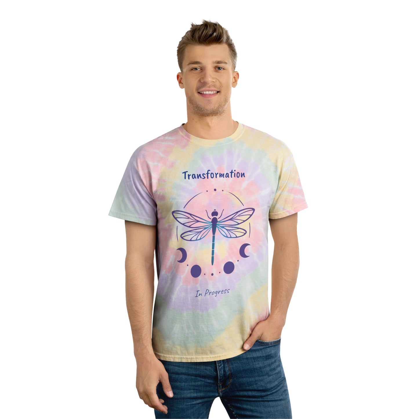Dragonfly Transformation Tie-Dye Tee, Trendy Beachwear, Gift for Nature Lovers, Boho Style, Summer Wardrobe Essential, Festival Outfit