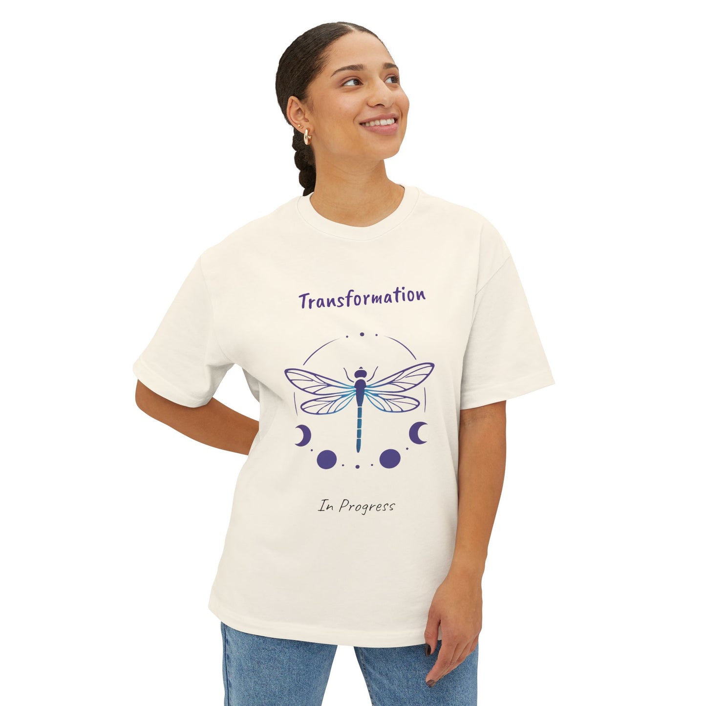 Dragonfly Transformation Tee, Unisex Boxy T-Shirt, Boho Gift, Spiritual Apparel, Summer Style, Vision Board
