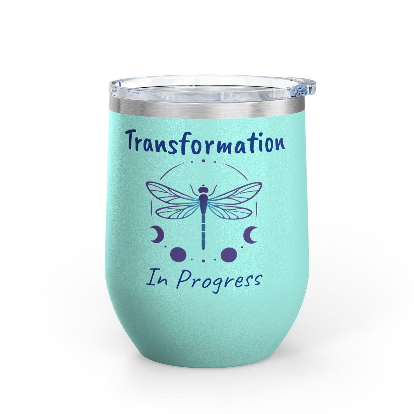 Wine Tumbler with Dragonfly Design - Transformation in Progress, Stainless Steel Wine Glass, Gift for Her, Inspirational Drinkware, [...]
