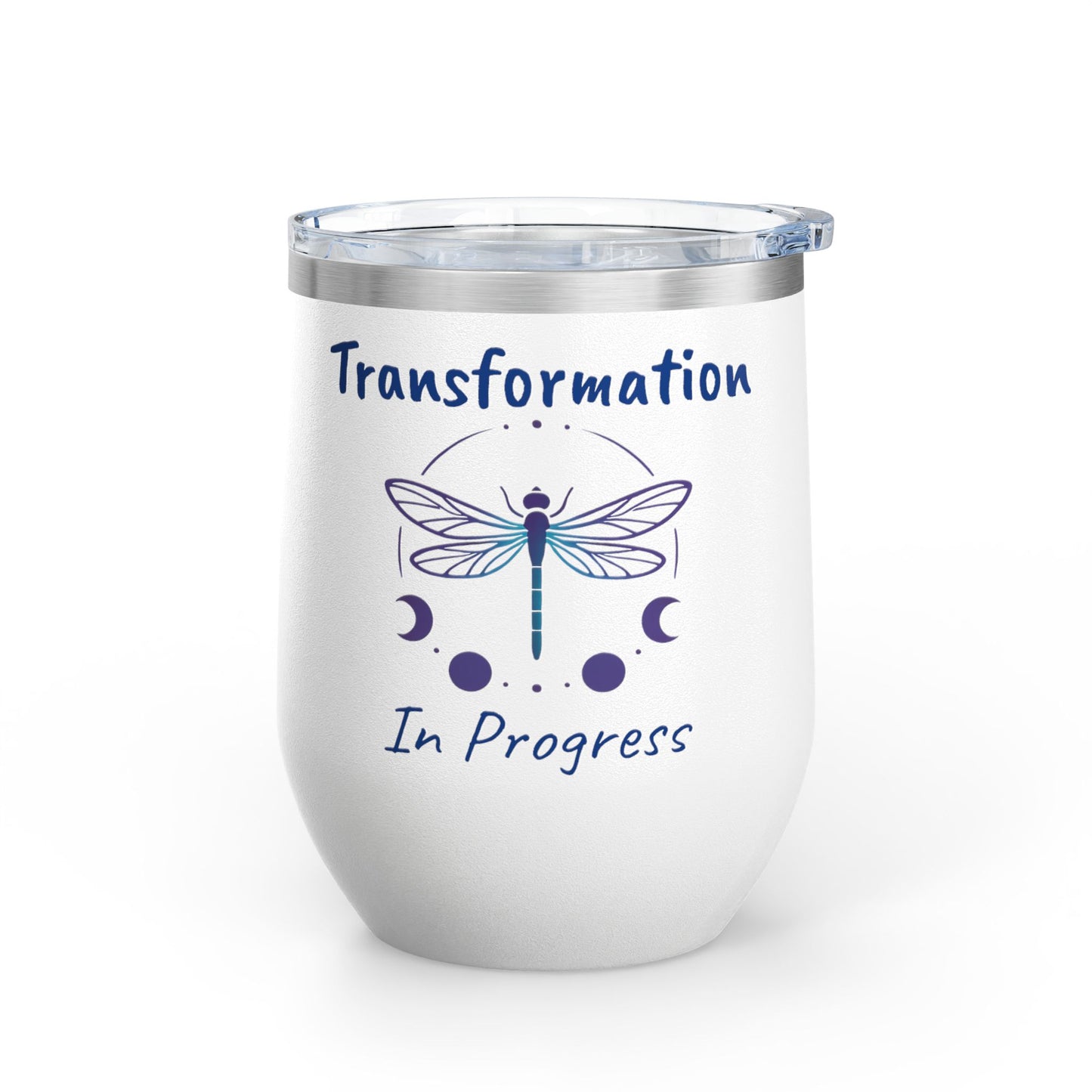 Wine Tumbler with Dragonfly Design - Transformation in Progress, Stainless Steel Wine Glass, Gift for Her, Inspirational Drinkware, [...]