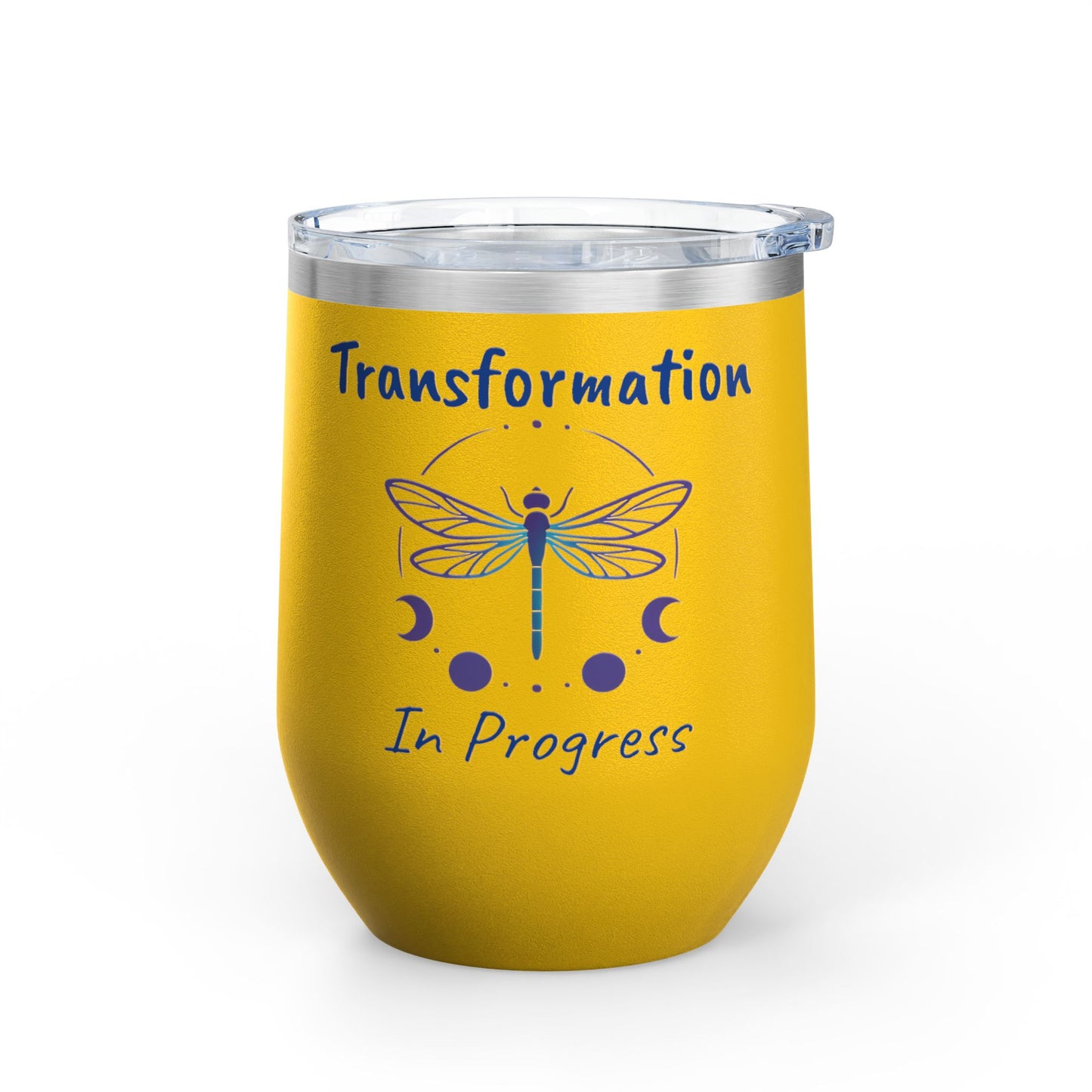 Wine Tumbler with Dragonfly Design - Transformation in Progress, Stainless Steel Wine Glass, Gift for Her, Inspirational Drinkware, [...]