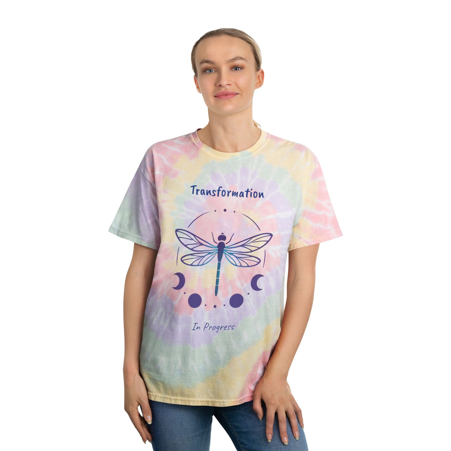 Dragonfly Transformation Tie-Dye Tee, Trendy Beachwear, Gift for Nature Lovers, Boho Style, Summer Wardrobe Essential, Festival Outfit