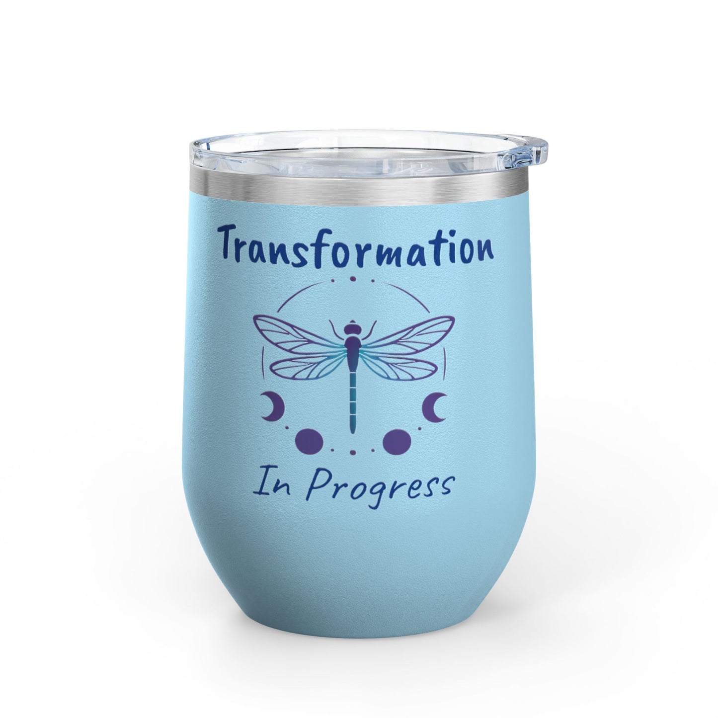 Wine Tumbler with Dragonfly Design - Transformation in Progress, Stainless Steel Wine Glass, Gift for Her, Inspirational Drinkware, [...]